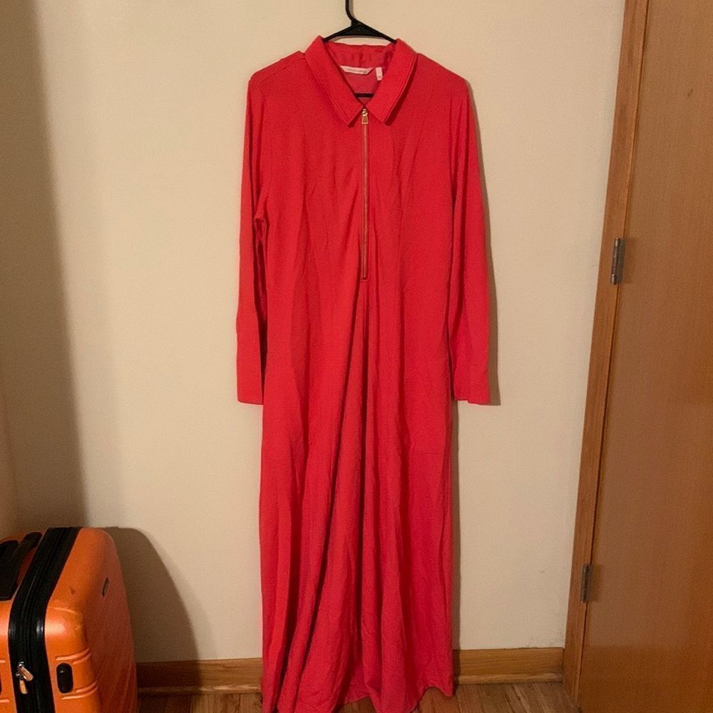 Soft Surroundings coral long sleeved dress large